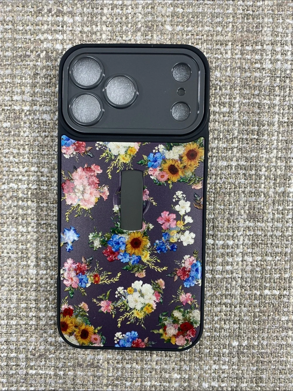 Floral Print Phone Case with kickstand and/or finger grip Purple Background
